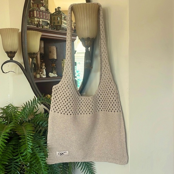 Brand New OGX Knit Sack Shoulder Bag Neutral Tan Woven Beach Tote - Picture 12 of 12